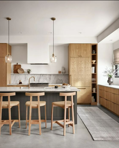 Warm wood custom kitchen in a ROAM-style residence
